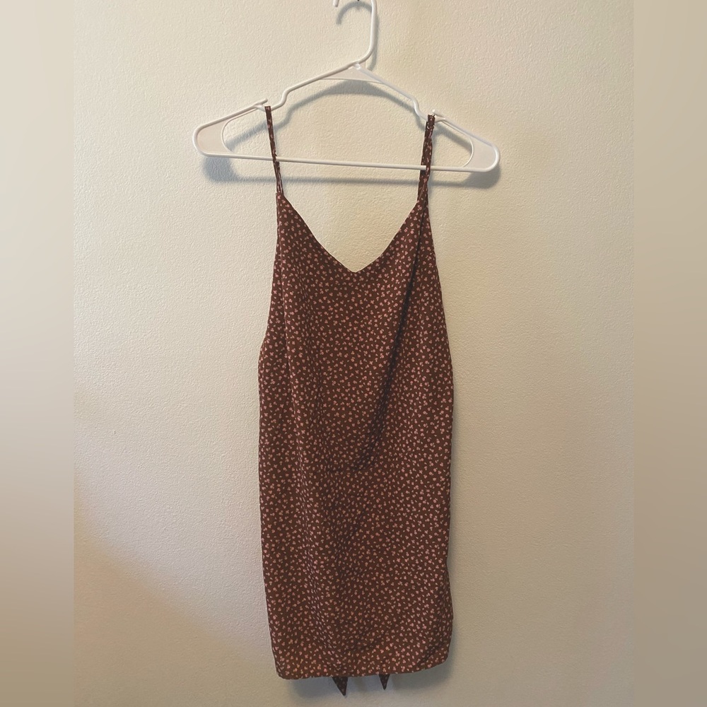 Forever 21 brown dress with pink flowers